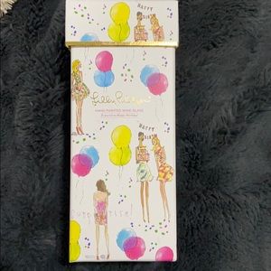 Lilly Pulitzer Birthday wine glass w/ wine charms